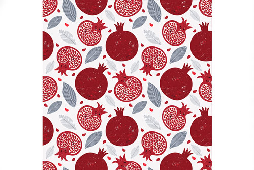 وکتور جذاب پترن انار نقاشی شده قرمز ویژه شب یلدا قابل تکرار در محور های عمودی و افقی